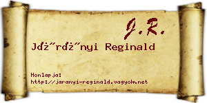 Járányi Reginald névjegykártya